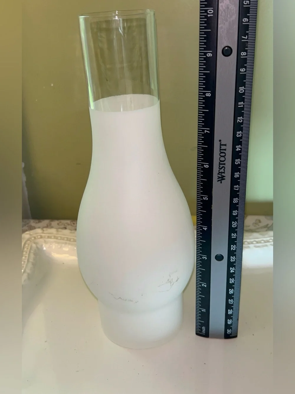 3/4 frosted glass oil lamp chimney/hurricane shade 10in tall